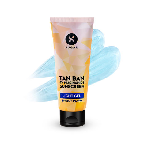 Buy Sugar Cosmetics Tan Ban Sunscreen SPF50 PA++++ Light Gel with 4% Niacinamide & 1% Hyaluronic Acid | Non Greasy & lightweight formula | No White Cast | 50 ml-Purplle