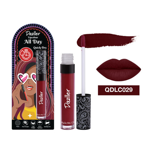 Buy Dazller All Day Lip Colour Quick Dry | Long-Stay | Lightweight | Matte Lipstick for Women | Enriched with Kokum Butter |QDLC029 Cabernet | Maroon | 6 gm-Purplle