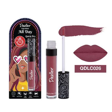 Buy Dazller All Day Lip Colour Quick Dry | Long-Stay | Lightweight | Matte Lipstick for Women | Enriched with Kokum Butter |QDLC026 Broad Berry | Maroon | 6 gm-Purplle