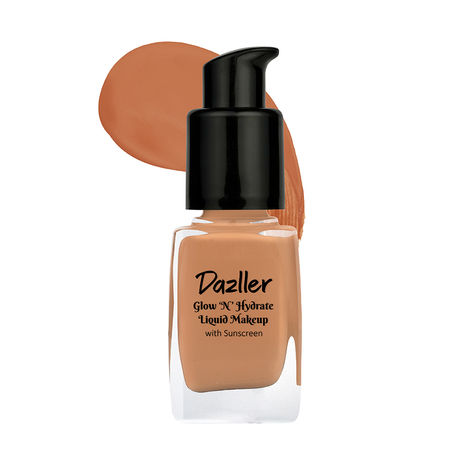 Buy Dazller Glow n Hydrate Liquid Makeup | Lightweight | Buildable Coverage | Creamy Matte | Deep Hydration Formula | Mess-free Airless Pump | Added Sunscreen | Copper | 27 ml-Purplle