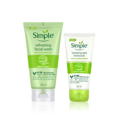Buy Simple Hydrating Moisturiser (50 ml) + Simple Kind To Skin Refreshing Face Wash (100 ml) Combo of 2 Skincare Kit-Purplle