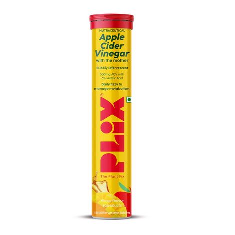 Buy PLIX Apple Cider Vinegar Effervescent Tablet with mother | Supports Metabolism & Appetite Control I With 500mg ACV, Vit B6 & B12 I No Maltodextrin, No Added Sugar I Pack of 1 (15 tablets)-Purplle