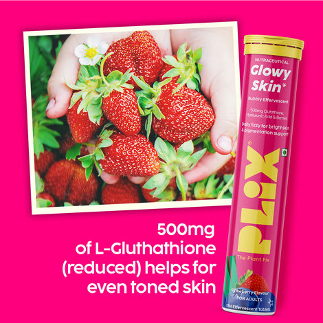 my plix glutathione Tablets With Vitamin C For Clear And Youthful Skin (Pack Of 1, Strawberry) Pure Mineral UV Reflector soothing Bottle:PET Plastic