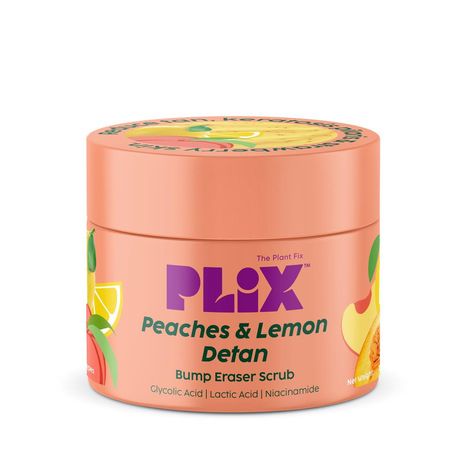 Buy PLIX Peaches & Lemon Detan Bump Eraser Scrub (200 gm) | Removes Tan & Restores Skin’s Moisture, Reduces Dark Spots, Uneven Skin Tone, & Reveals Softer Smoother Skin-Purplle