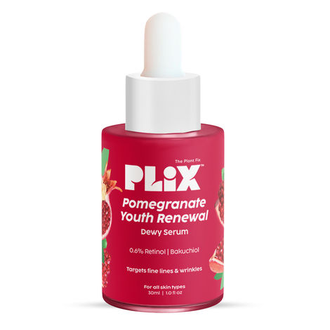 Buy PLIX Pomegranate 0.6% Retinol & 0.2% Bakuchi Oil Face Serum (30 ml) | For Reverse Aging | Reduces Fine Lines & Wrinkles | For Men & Women | 100% Vegan-Purplle