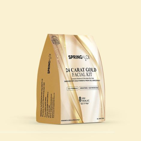 Buy SPRING H2O FRANCE 24 Carat Gold Facial Kit 80 gm| 2 in 1 Formula Brightning+Sun Protection| Enriched with Fresh Cell KIWI Extract and Gold Powder|Simple 8 Step-Purplle