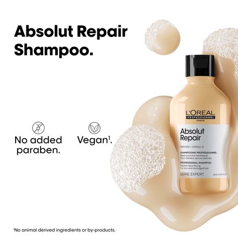 Buy L'Oreal Professionnel Absolut Repair Shampoo For Dry and Damaged Hair 300 ml With Protein & Omega-9-Purplle