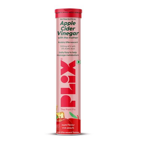Buy PLIX Apple Cider Vinegar Effervescent for Weight Loss (Apple Burst) - 15 Tablets, Pack Of 1 (ACV)-Purplle