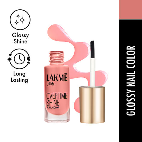 Buy Lakme 9To5 OVERTIME SHINE Nail Colour, Peach Blossom (6 ml)-Purplle