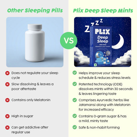 PLIX Melatonin Tablet Deep Sleep Oral Dissolving Mini Mints ...