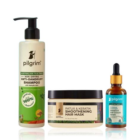 Buy Pilgrim Anti-Hair Fall Hair Care Kit | Redensyl Hair Growth Serum  (30 ml) + Anti-dandruff Shampoo (200 ml) + Patua Hair Mask (200 ml)| Hair Growth & Repair Combo-Purplle