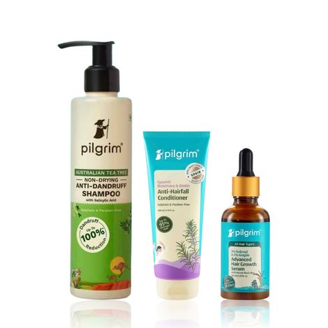 Buy Pilgrim Hair Growth Kit | Redensyl Hair Growth Serum (30 ml) + Anti-dandruff Shampoo (200 ml) & Rosemary Conditioner (200 ml)| Hair Fall Control Combo-Purplle