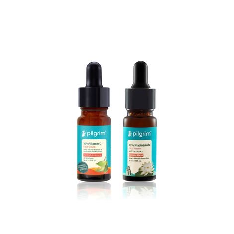 Buy Pilgrim Face Serum Combo | 10% Niacinamide + 10% Vitamin C | Glowing & Clear Skin | Pack of 2 (10 ml Each)-Purplle