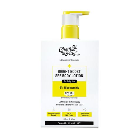 Buy Chemist At Play Bright Boost SPF Body Lotion| With 5% Niacinamide & SPF 50+ PA++++| 24 hours moisturization| Lightweight & Non-Greasy Formula| 236 ml-Purplle