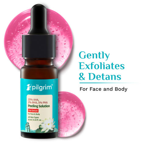 Buy Pilgrim 25% AHA 2% BHA 5% PHA Face Peeling Solution Detan & Exfoliate Dead Skin For Glowing Skin | For Men & Women | Face Pigmentation Acne Marks & Blemishes 10 ml-Purplle