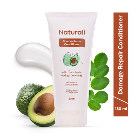 Buy NATURALI Damage Repair Conditioner with Avocado & Moringa Oil | No Sulphates, No Parabens | Conditioner For Dry Hair | 180 ml-Purplle