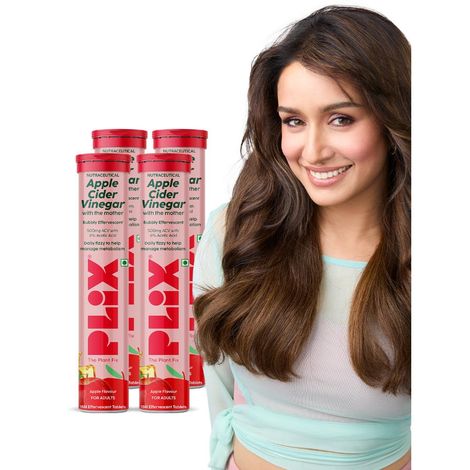 Buy PLIX Apple Cider Vinegar Effervescent for Weight Loss (Apple Burst) - Pack Of 4, 252 gm-Purplle