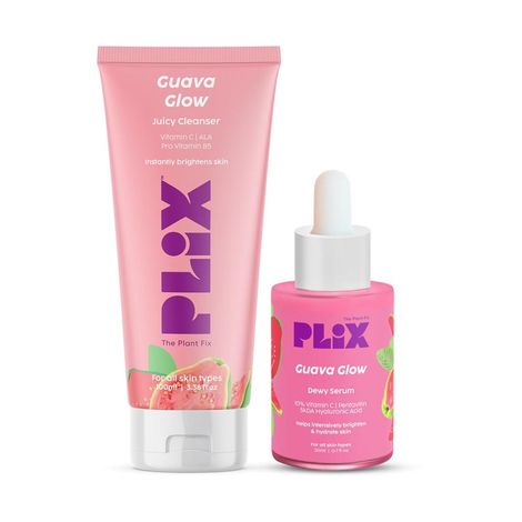 Buy PLIX Guava Glow Regime with Cleanser (100 ml) & 10% Vitamin C Serum (30 ml) for Superbright Glow,Combo of 2-Purplle