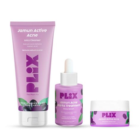 Buy PLIX Jamun Cleanser (100 ml) & 10% Niacinamide Acid Face Serum (30 ml) With Jamun Smoothie Moisturizer (50 gm) Combo l Detoxifies The Skin l Reduces Acne Marks l Fades Blemishes l All Skin Types, Combo of 3-Purplle
