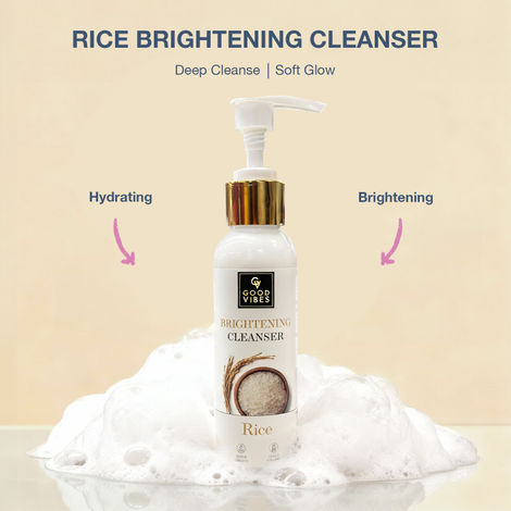 Buy Good Vibes Rice Brightening Face Cleanser | Korean Rice Glow Ritual | Niacinamide + Rice Protein | Deep Cleanse & Hydrate | Brightens & Evens Tone | Glass-Skin Daily Cleanser | Gentle, Non-Drying | Suitable for All Skin Types – 120 ml-Purplle