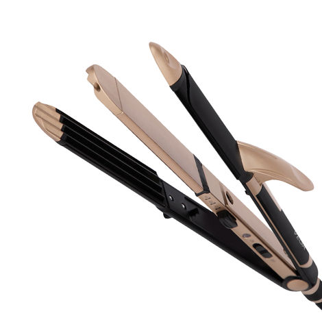Buy VEGA 3 in 1 Hair Styler for Women, (India's No.1* Hair Styler Appliance Brand) Straightener, Curler and Crimper, Multi Hair Styler, Quick Heat up, Suitable for All Hair Types, Gold-Black (VHSCC-01) 1 pc-Purplle