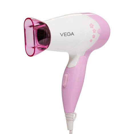 Buy Vega Insta Glam Foldable 1000 Watts Hair Dryer with 2 Heat & Speed Settings, Detachable Nozzle, Overheat Cut-out, Quick Dry with 1000W, Hair Dryer for Women, VHDH-20, (Made in India)-Purplle