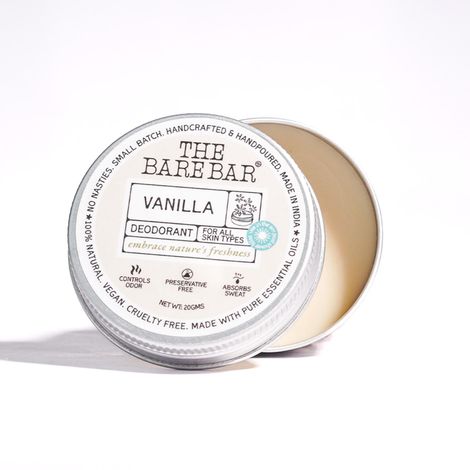Buy The Bare Bar Vanilla Deodorant – 20 gm | Aluminium-Free | With Shea Butter, Arrowroot Powder & Vitamin E | Long-Lasting Odour Protection | Smooth & Gentle on Skin Natural Deodorant Cream-Purplle