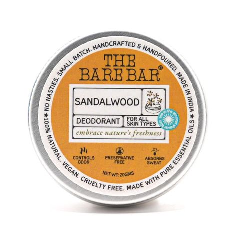 Buy The Bare Bar Sandalwood Cream Deodorant – 20g m | Aluminium-Free | With Shea Butter, Arrowroot Powder & Vitamin E | Natural Odour Control for All Skin Types-Purplle