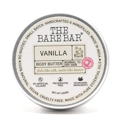 Buy The Bare Bar Vanilla Body Butter – 20 gm | With Shea, Mango & Moringa Oils | Nourishing Moisturiser for Soft, Glowing Skin-Purplle