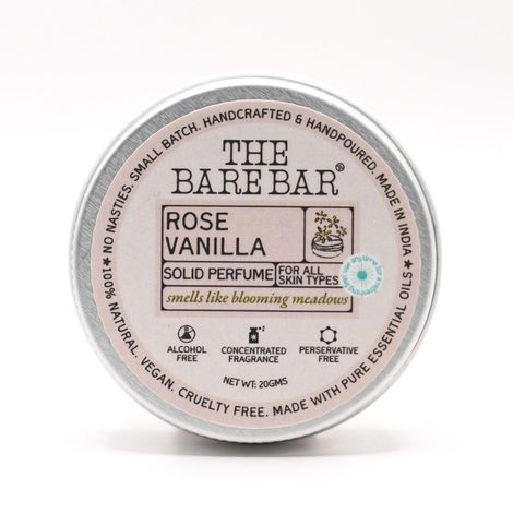 Buy The Bare Bar Rose Vanilla Solid Perfume – 20 gm | With Mango Butter, Coconut & Almond Oils | Soft Floral Scent | Natural, Alcohol-Free-Purplle