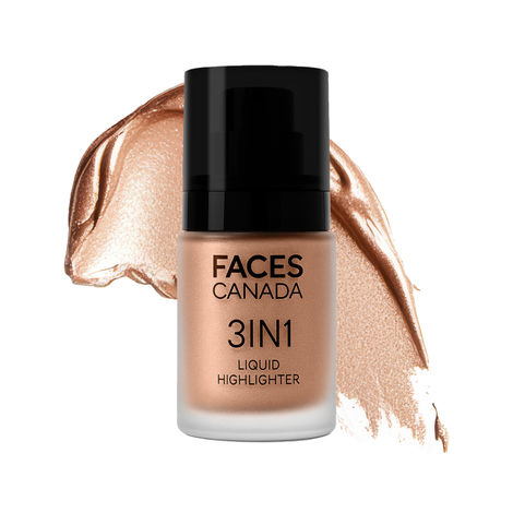 Buy FACES CANADA 3 in 1 Liquid Highlighter – Rose Gold 03, 15 ml | Primer | Highlighter | Strobe Serum | Luminous Finish | Lightweight Formula | Hydrating | Long Lasting Glow | Easily Blendable-Purplle