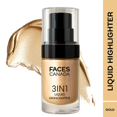 Buy FACES CANADA 3 in 1 Liquid Highlighter - Gold 01, 15 ml | Primer | Highlighter | Strobe Serum | Luminous Finish | Lightweight Formula | Hydrating | Long Lasting Glow | Easily Blendable-Purplle