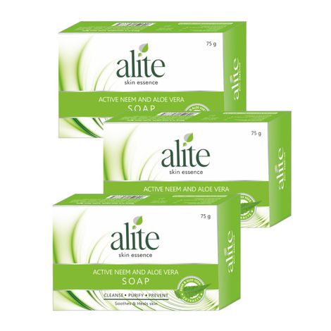 Buy Alite Neem and Aloe Vera Soap For Clean and Soft Skin (75 gm) Pack of 3-Purplle