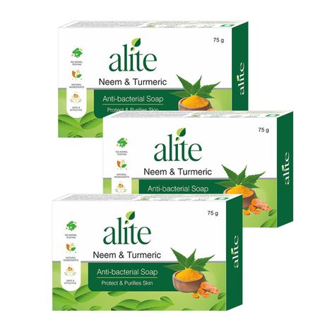 Buy Alite Ayurvedic Soap with Neem & Turmeric for Acne and Breakouts (75 gm) Pack of 3-Purplle