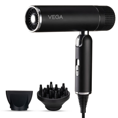 Buy VEGA Style Pro 1600W Foldable Hair Dryer with 2X Faster Drying, 3 Heat and 2 Speed Settings, Concentrator Nozzle & Diffuser, Hair Dryer for Men and Women (VHDH-34) 1 pc-Purplle