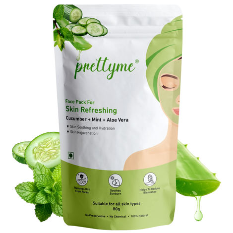 Buy Prettyme Cucumber, Mint & Aloe Vera Powder Face Pack for Skin Refresh & Hydration, 80 gm-Purplle