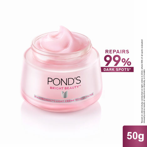 Buy Pond's Bright Beauty Light Cream with UV Filter | Niasorcinol | 100x Better than Vitamin C | Niacinamide | Fades Dark Spots, Brightens Skin, 50 gm-Purplle
