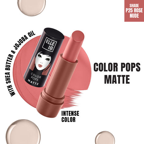 Buy Elle 18 Color Pops Matte Lipstick, Rose Nude, Moisturising, Infused with Jojoba Oil | 4.3 gm-Purplle