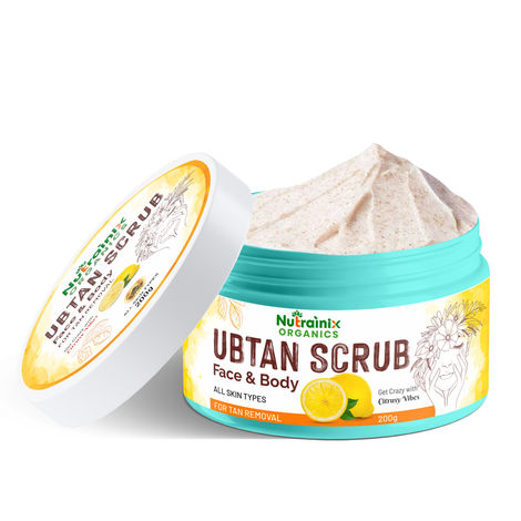 Buy Nutrainix Organics Ubtan Radiance Revival Scrub, Ayurvedic Tan Eraser & Glow Booster for Face + Body - 200 gm-Purplle
