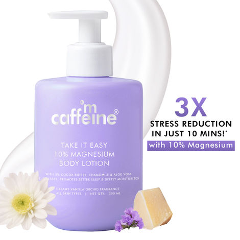Buy mCaffeine 10% Magnesium Body Lotion- 3X Stress Reduction & Better Sleep | Vanilla Orchid Fragrance Calms & Relaxes | Non Greasy 3% Cocoa Blend -300 ml-Purplle