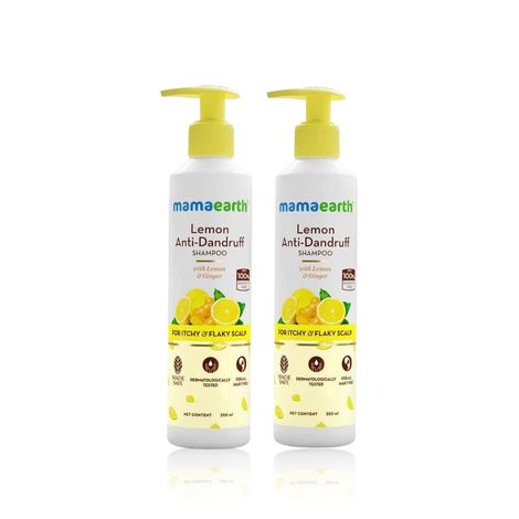 Buy Mamaearth Lemon Anti-Dandruff Shampoo with Lemon & Ginger for up to 100% Dandruff & Itch-free Scalp- 250 ml (Pack of 2)-Purplle