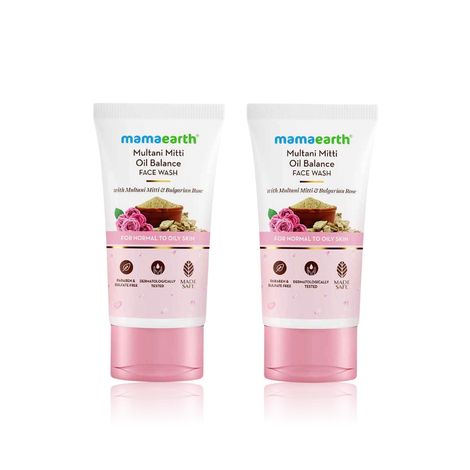 Buy Mamaearth Multani Mitti Oil Balance Face Wash with Multani Mitti & Bulgarian Rose for Normal to Oily Skin - 150 ml| (Pack of 2)-Purplle