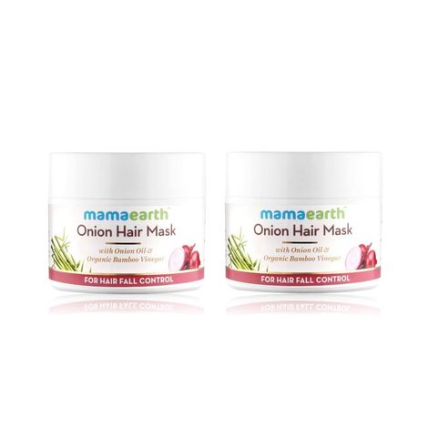 Buy Mamaearth Onion Hair Mask Controls Hairfall And Boosts Hair Growth With Onion & Organic Bamboo Vinegar (200 ml) (Pack of 2)-Purplle
