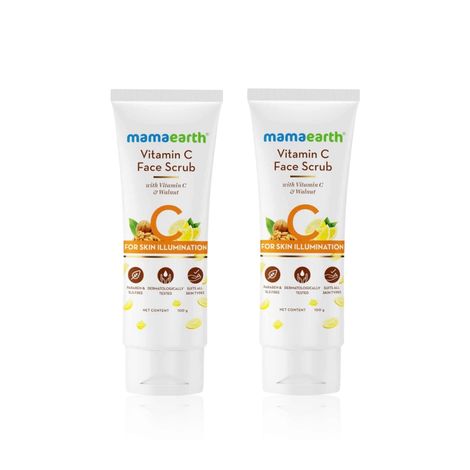 Buy Mamaearth Vitamin C Face Scrub for Glowing Skin With Vitamin C and Walnut For Skin Illumination 100 gm (Pack of 2)-Purplle
