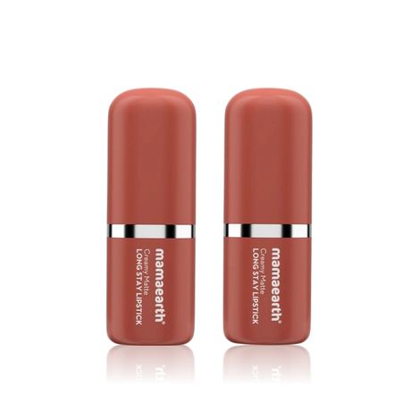Buy Mamaearth Creamy Matte Long Stay Lipstick with Murumuru Butter and Vitamin E for 8-Hour Long Stay | Apricot Taupe - 4.2 gm (Pack of 2)-Purplle