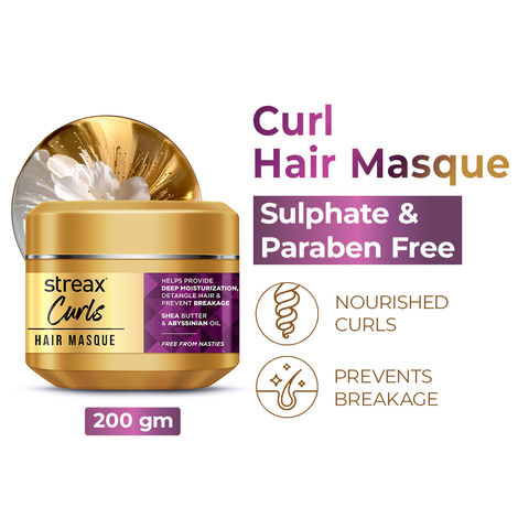 Buy Streax Curl Hair Mask for Curly, Wavy Hair- 200 gm | Hydrating Hair Masque for Dry, Frizzy, Wavy , Curly & Damaged Hair-Purplle