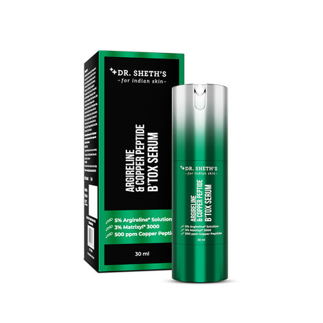 Buy Dr. Sheth's Argireline & Copper Peptide B’TOX Serum| Advanced Anti-Aging Formula|Reduces Fine Lines & Wrinkles|Boosts Collagen|Plumps, Hydrates & Makes Skin Bouncy|For Men & Women|All Skin Types|30 ml-Purplle
