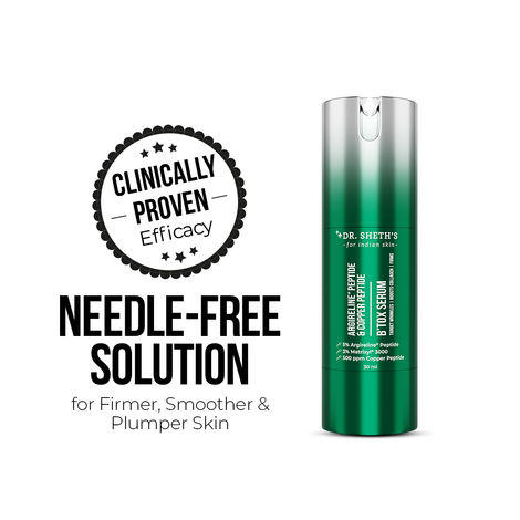 Buy Dr. Sheth's Argireline® Peptide & Copper Peptide B'tox Serum|Advanced Anti-Aging Formula|Reduces Fine Lines & Wrinkles|Boosts Collagen|Plumps, Hydrates & Makes Skin Bouncy|For Men & Women|All Skin Types|30 ml-Purplle
