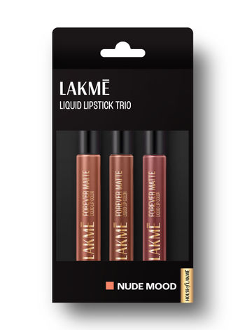 Buy Lakme Liquid Lipstick Trio- Nude Moods, Forever Matte, Pack of 3, Light-weight, 16.8 ml-Purplle