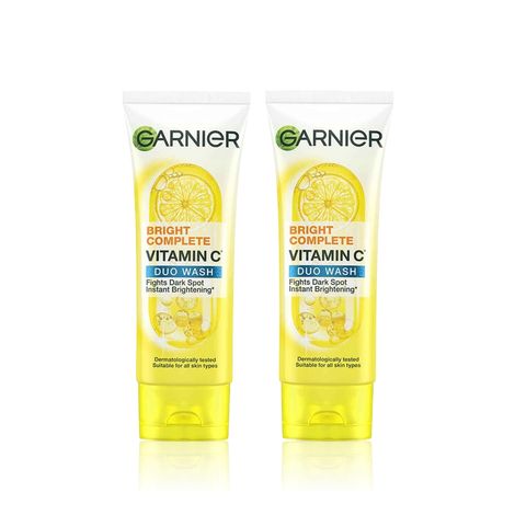 Buy Garnier Skin Naturals Bright Complete BRIGHTENING DUO ACTION Face Wash with Lemon Extract 100 gm (Pack of 2)-Purplle